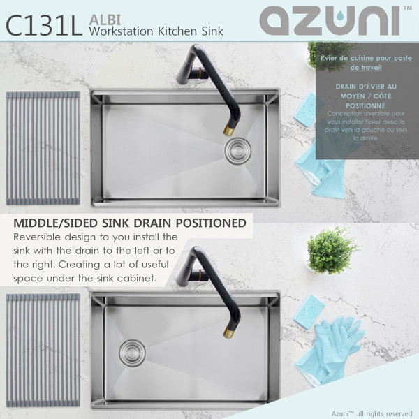 AZUNI Undermount 30 inch Stainless Steel Single Bowl Kitchen Sink